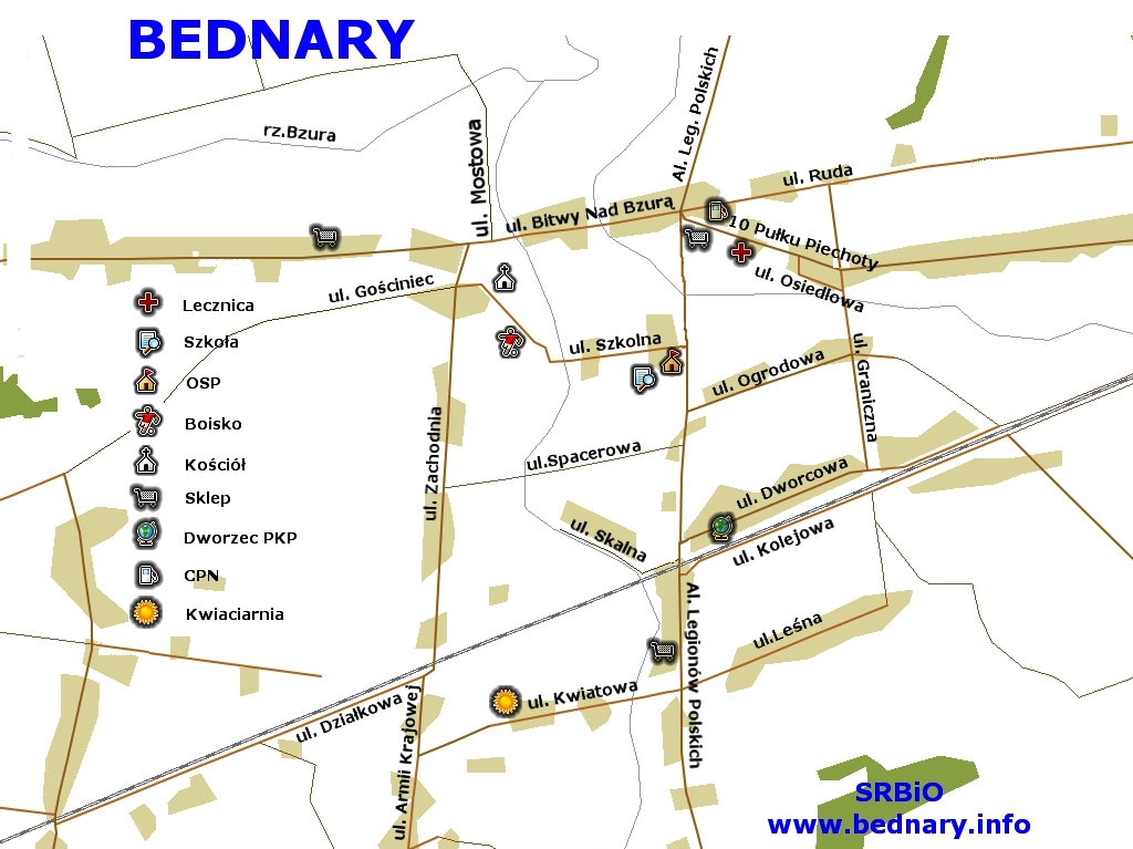 mapa bednary ulice
